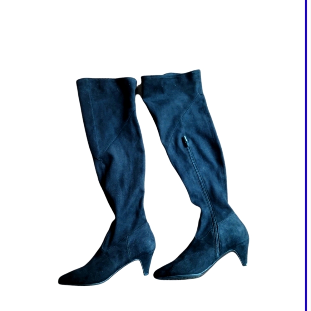 impo edita stretch black suede boots over knee 8.5